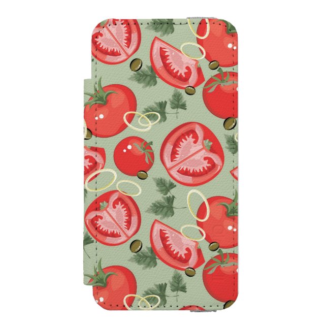 Abstrakt mönster med tomaten incipio iPhone wallet skal (Folio Framsidan)