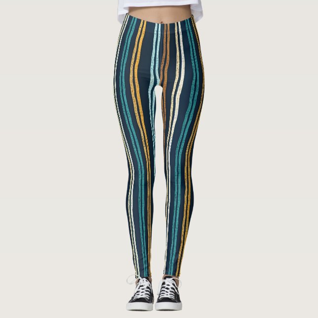 Abstrakt mönster med vertikala linjer leggings (Framsida)