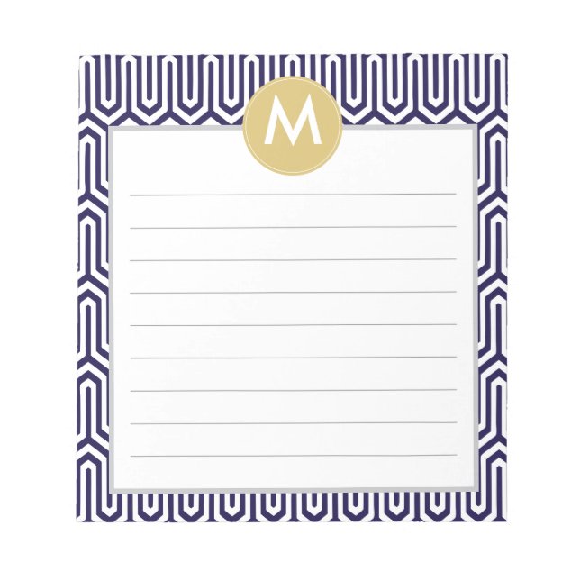Abstrakt Mönster Monogram Initial i marinmarint Mi Anteckningsblock (Framsida)