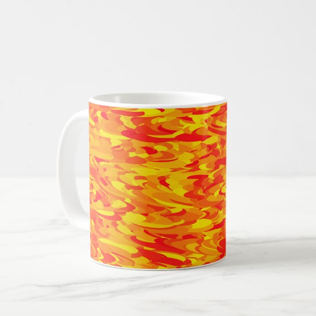 Abstrakt mönster orange röd gul kaffemugg (Framsida vänster)