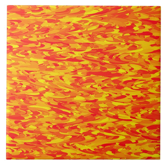 Abstrakt mönster orange röd gul kakelplatta (Framsidan)