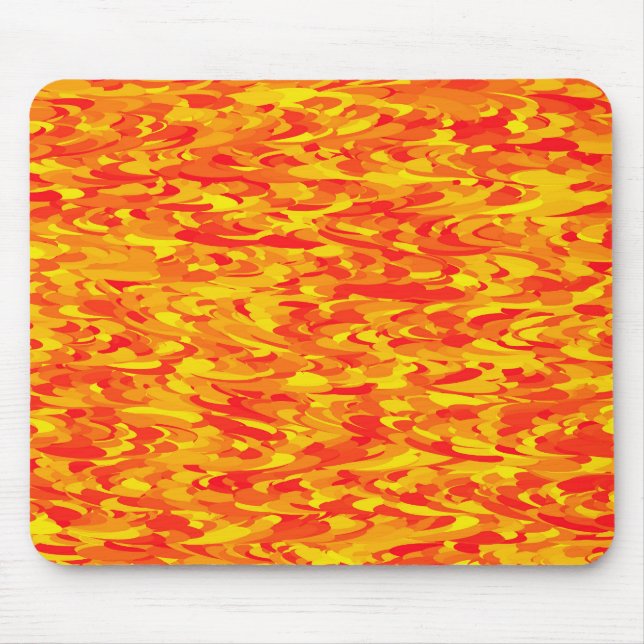 Abstrakt mönster orange röd gul musmatta (Framsidan)