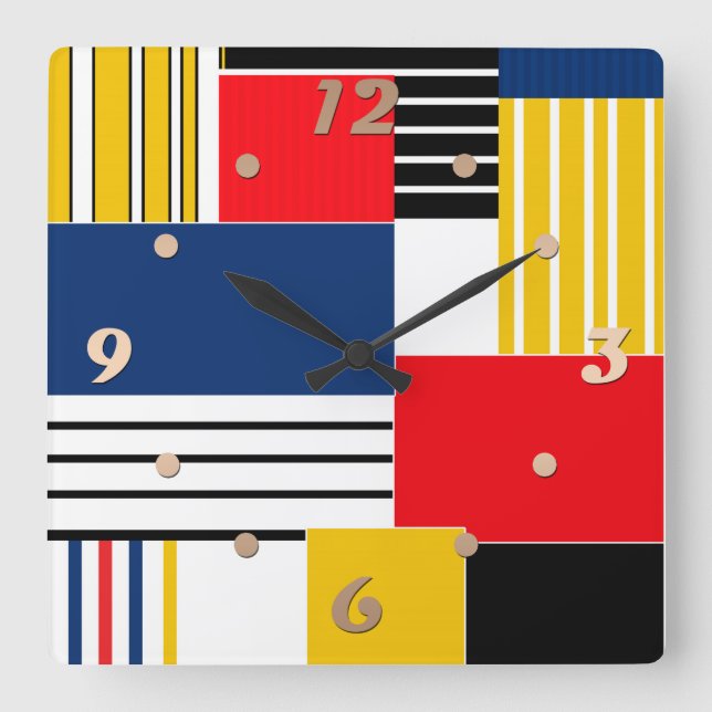 ABSTRAKT MÖNSTER . Patchwork . Fyrkantig Klocka (Framsida)