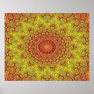 Abstrakt Mönster Red and Gult Mosaic Tile Poster