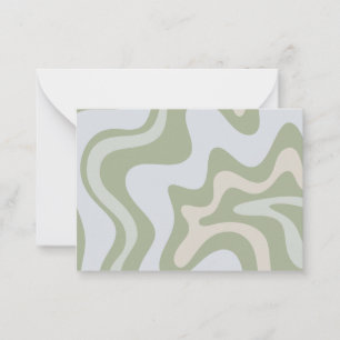 Abstrakt Mönster Retro Liquid Swirl i Sage Grönt Anteckningskort