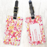 Abstrakt Mönster Rosa Bagagebricka<br><div class="desc">Roligtens moderna abstrakt marscherade mönster i rosa,  orange och gult. Ändra namn och detaljer på baksidan till att anpassa sig.</div>