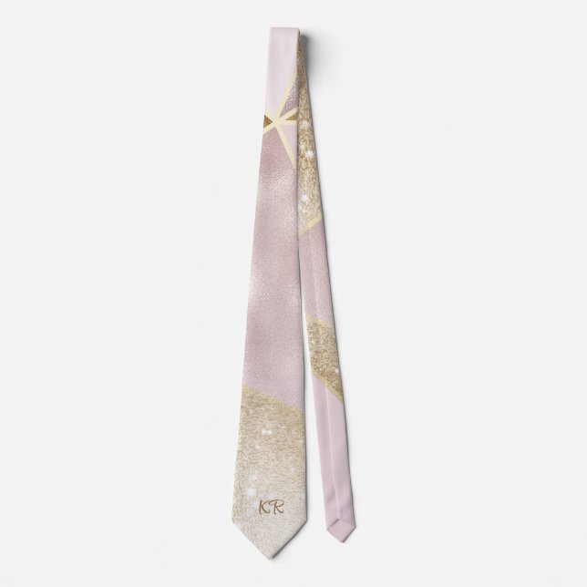 Abstrakt Mönster Rosa Guld Glitter Monogram Slips (Framsida)