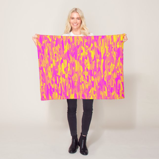 Abstrakt Mönster Rosa Gult Orange Fleecefilt (På plats)