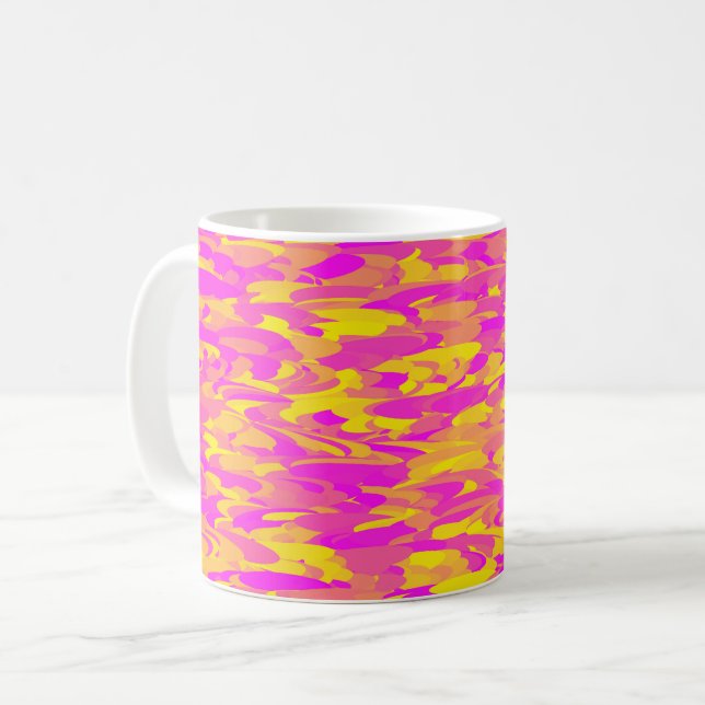 Abstrakt Mönster Rosa Gult Orange Kaffemugg (Framsida vänster)