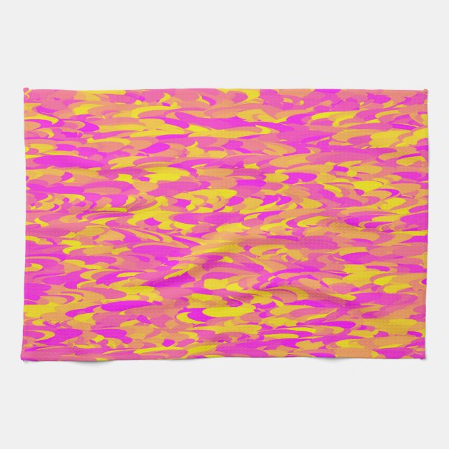 Abstrakt Mönster Rosa Gult Orange Kökshandduk (Horisontell)