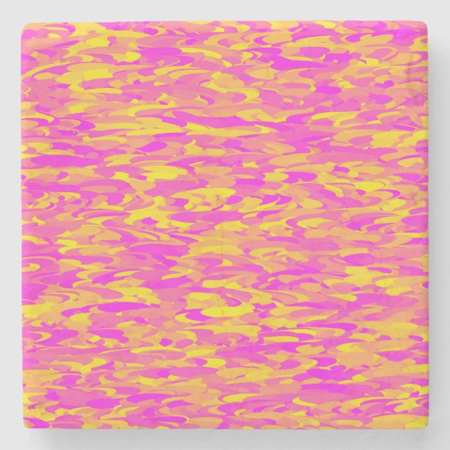 Abstrakt mönster rosa gult orange stenunderlägg (Framsidan)