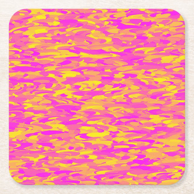Abstrakt Mönster Rosa Gult Orange Underlägg Papper Kvadrat (Framsidan)