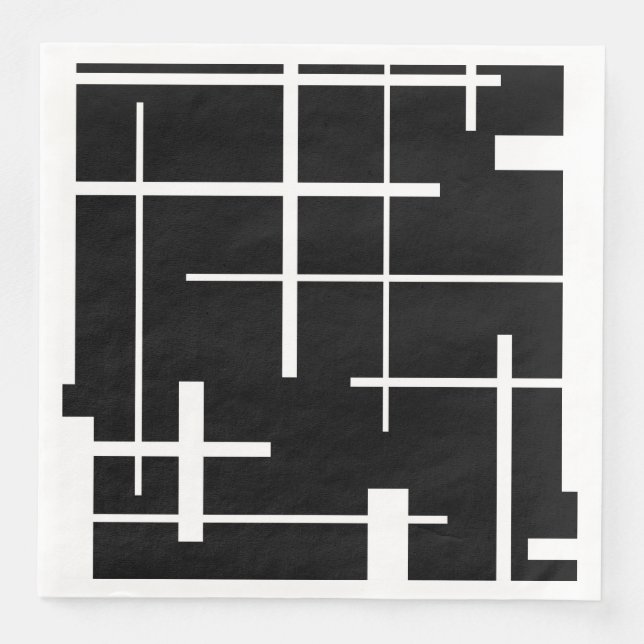 Abstrakt mönster - svartvitt pappersservett (Framsida)