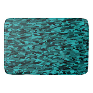Abstrakt Mönster Teal Black Badrumsmatta