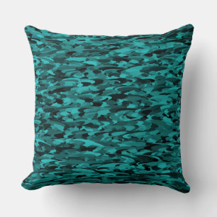 Abstrakt Mönster Teal Black Kudde