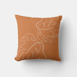 Abstrakt Monstera Palm Terra Cotta Brun Kudde