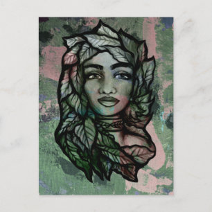 Abstrakt Mor Earth Gaia Goddess Grönt Witch Vykort