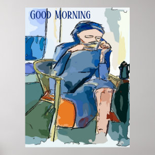 Abstrakt morgonkaffe Poster, lägg till text Poster
