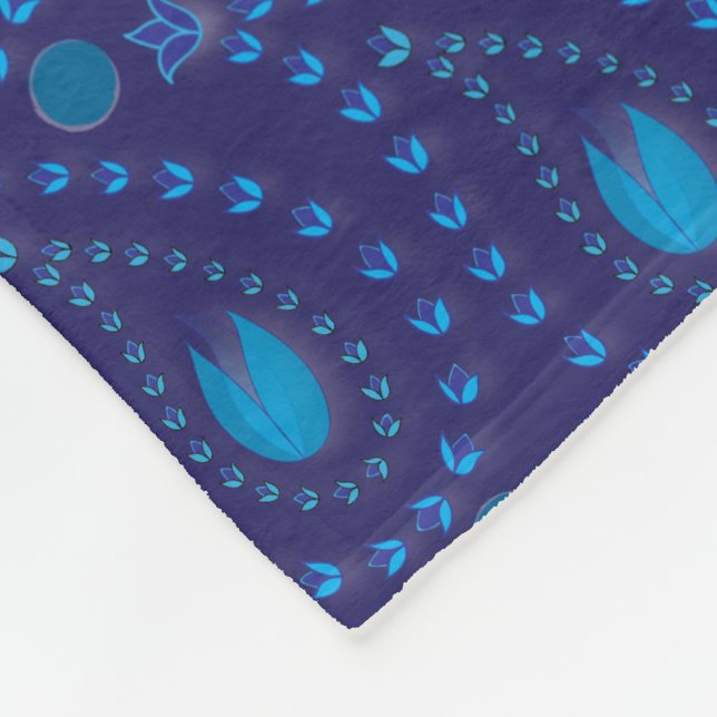 Abstrakt Mörk blått Blommönstret Paisley Tulip Fleecefilt (Hörn)