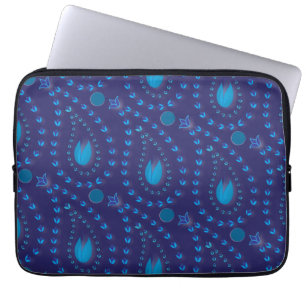 Abstrakt Mörk blått Blommönstret Paisley Tulip Laptop Fodral