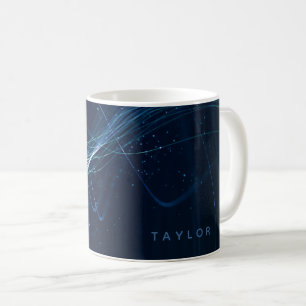 Abstrakt Mörk blått Linjer Kaffemugg