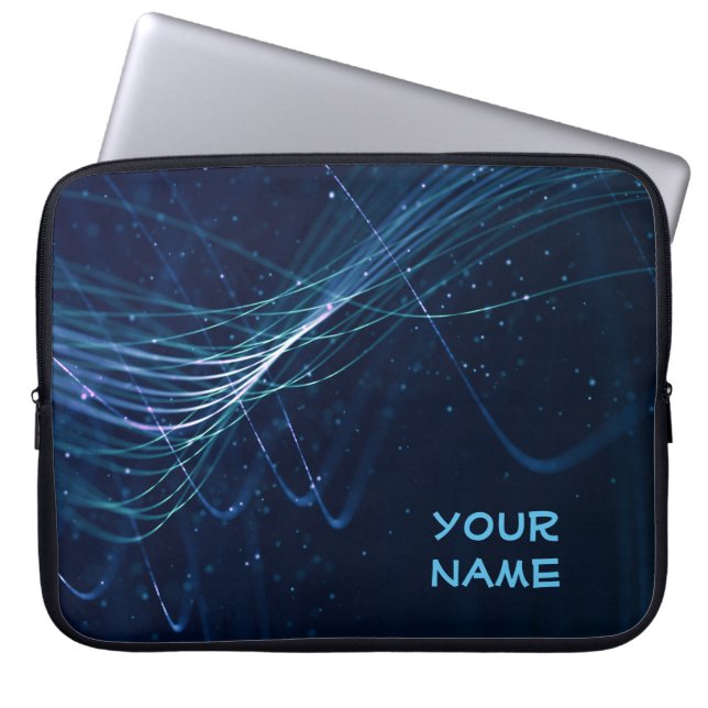 Abstrakt Mörk blått med Anpassadet Namn Laptop Sleeve (Framsidan)
