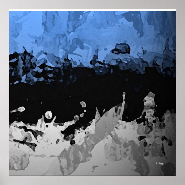 Abstrakt mörk blått och grått póster poster (Framsidan)