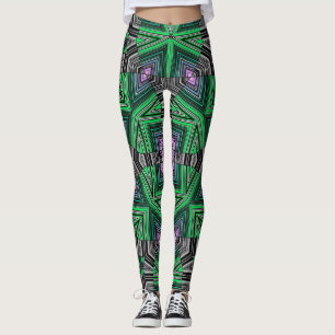 Abstrakt mörk för av randig grönt leggings