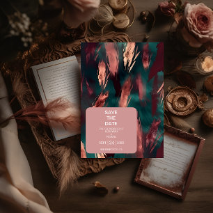 Abstrakt mörk grönt damm av koppar rosa bröllop spara datumet