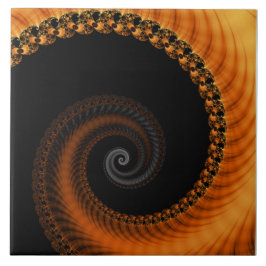 Abstrakt mörk gyllene orange spiral frakttal mönst kakelplatta