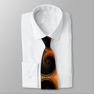 Abstrakt mörkt gyllene orange spiralfraktalmönster slips