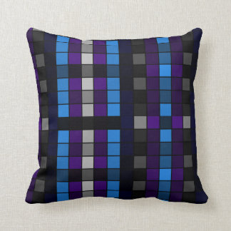 Abstrakt Mosaic Black Blue och Lila Cushion Kudde