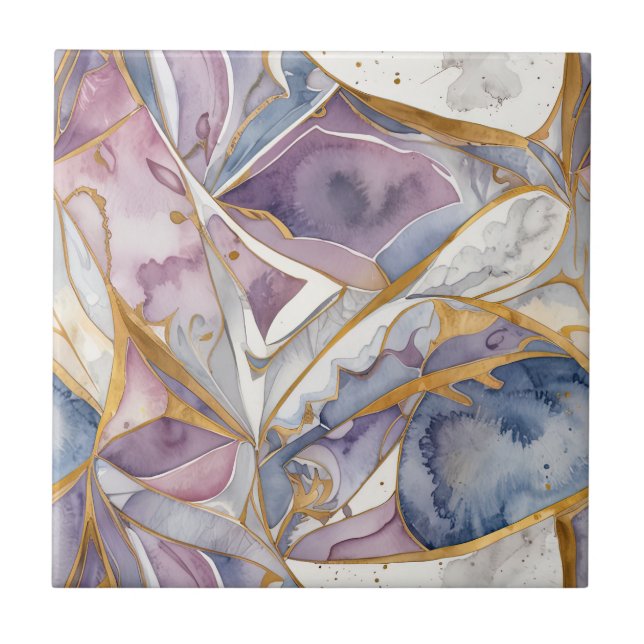 Abstrakt Mosaic Blue and Violet Kakelplatta (Framsidan)