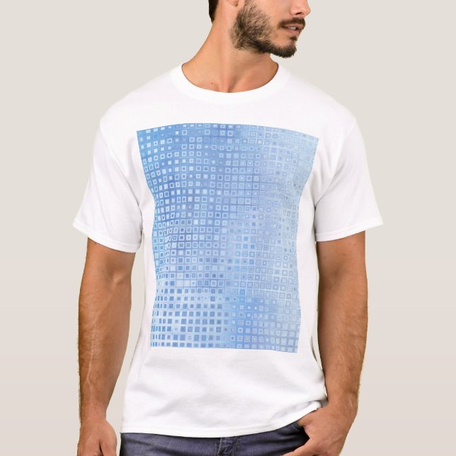 Abstrakt Mosaic Blue: Glossy Background T Shirt (Framsida)