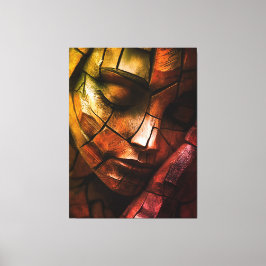 Abstrakt Mosaic Feminine Ansikte Wall Art - Textur Canvastryck