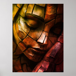 Abstrakt Mosaic Feminine Ansikte Wall Art - Textur Poster