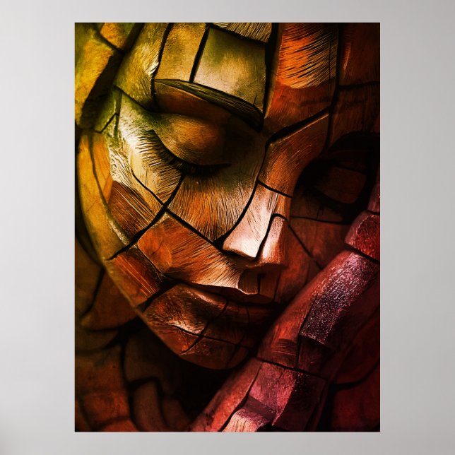 Abstrakt Mosaic Feminine Ansikte Wall Art - Textur Poster (Framsidan)