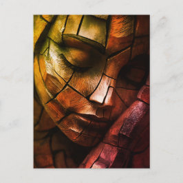 Abstrakt Mosaic Feminine Ansikte Wall Art - Textur Vykort