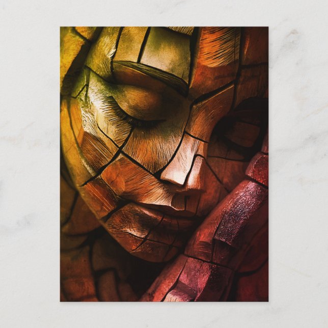 Abstrakt Mosaic Feminine Ansikte Wall Art - Textur Vykort (Framsida)