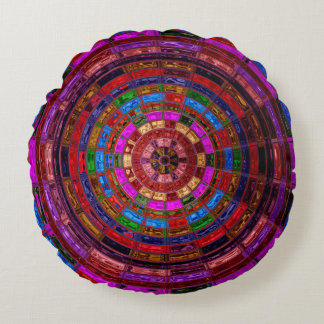 Abstrakt Mosaic-glasskiktat #10 Rund Kudde