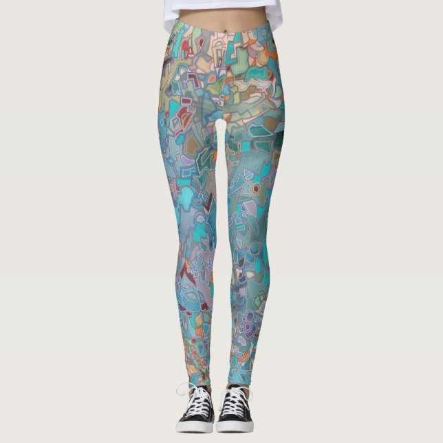 Abstrakt Mosaic-like Art Art Leggings (Framsida)