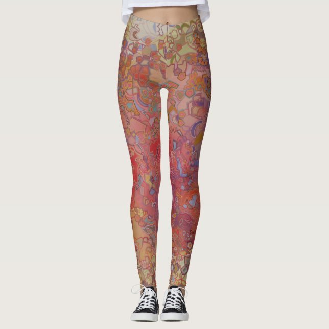Abstrakt Mosaic-like Art Art Leggings (Framsida)