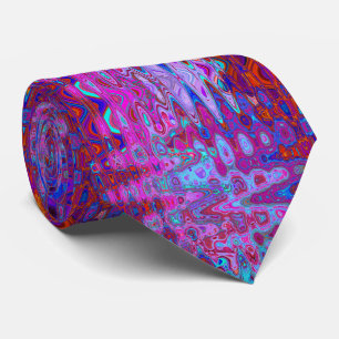 Abstrakt Mosaic Magenta och Blue Vågigt Retro Slips