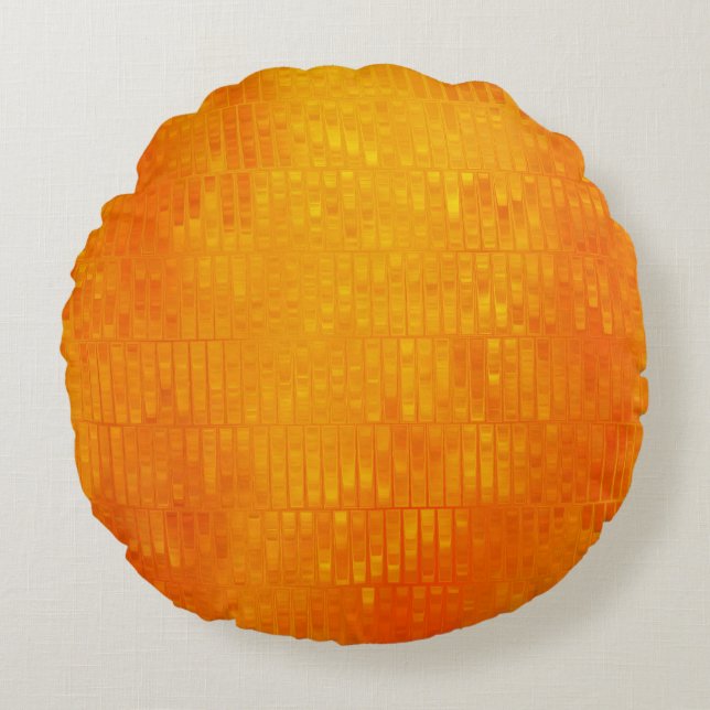 Abstrakt Mosaic-Orange: Bright Gloss Rund Kudde (Framsidan)