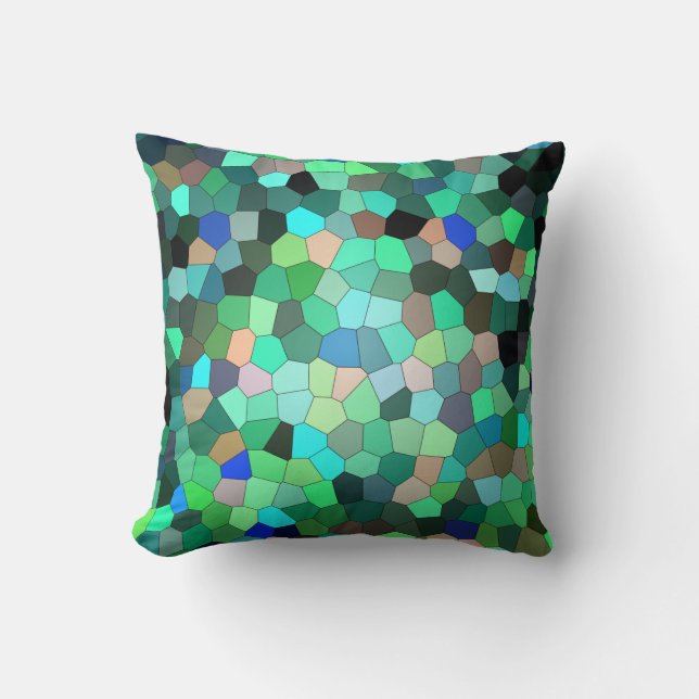 Abstrakt Mosaic Peacock Feather Cushion Kudde (Framsida)