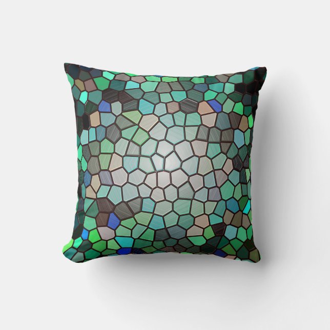 Abstrakt Mosaic Peacock Feather Cushion Kudde (Framsida)