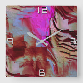 Abstrakt mosaic teckning av bergig rosa och rostbi fyrkantig klocka
