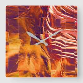 Abstrakt mosaic teckning av rödaktig guld tinfoil fyrkantig klocka