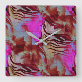 Abstrakt mosaic teckning av rustisk rosa och rostb fyrkantig klocka