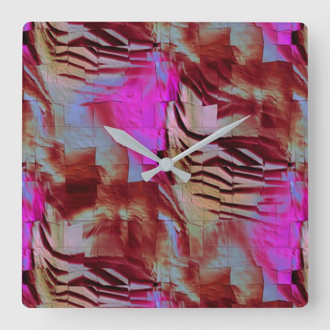 Abstrakt mosaic teckning av rustisk rosa och rostb fyrkantig klocka (Framsida)